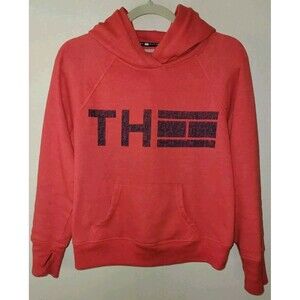 Tommy Hilfiger Sport Womens Long Sleeve Pullover Red Fleece Hoodie Size M